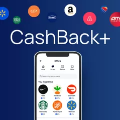 Phone displaying the CashBack plus app